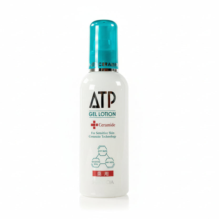 ATP gel lotion bottle with a white background